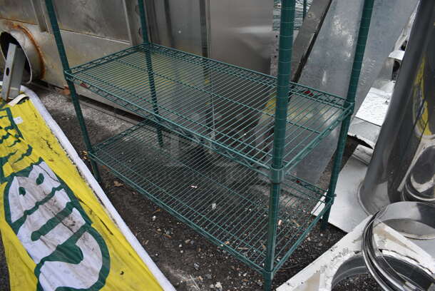Metro Green Finish 4 Tier Shelving Unit. BUYER MUST DISMANTLE. PCI CANNOT DISMANTLE FOR SHIPPING. PLEASE CONSIDER FREIGHT CHARGES. 42x18x63  - Image 2 of 3