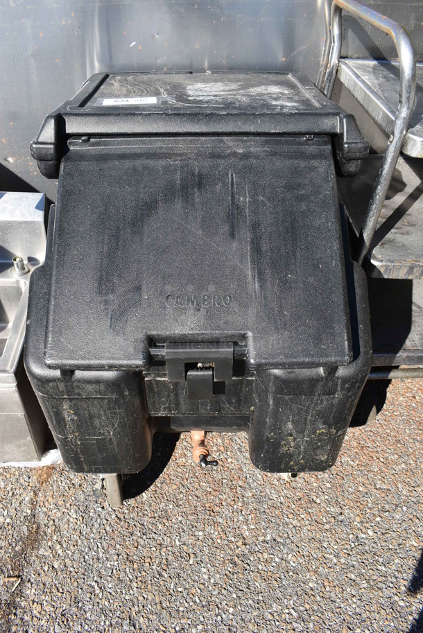 Cambro Black Poly Insulated Ice Bin on Commercial Casters. 23x30x30
