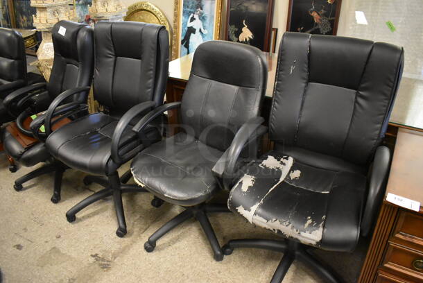 4 Various Black Office Chairs w/ Arm Rests on Casters. Includes 26x24x46. 4 Times Your Bid! 