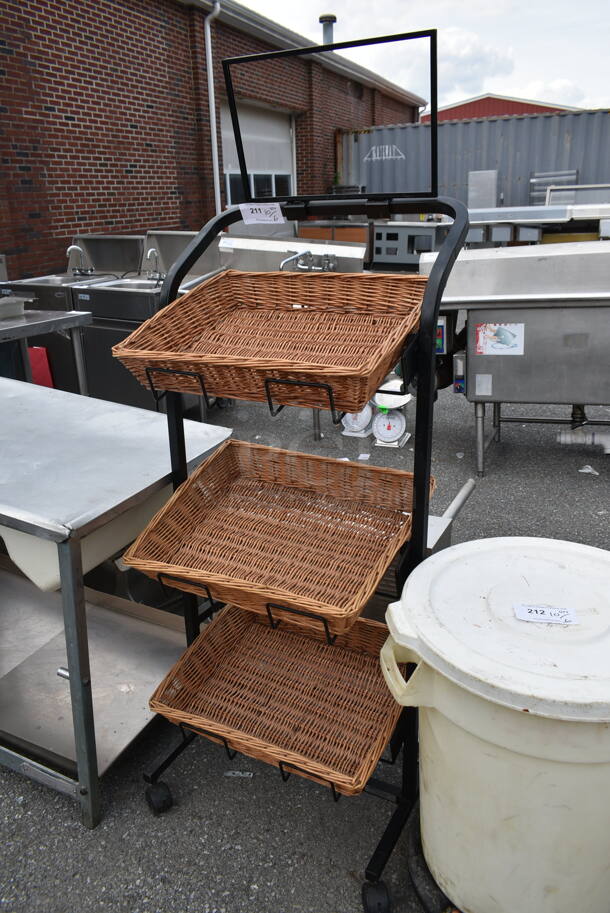 Black Metal Floor Style Display w/ 3 Baskets. - Image 2 of 3