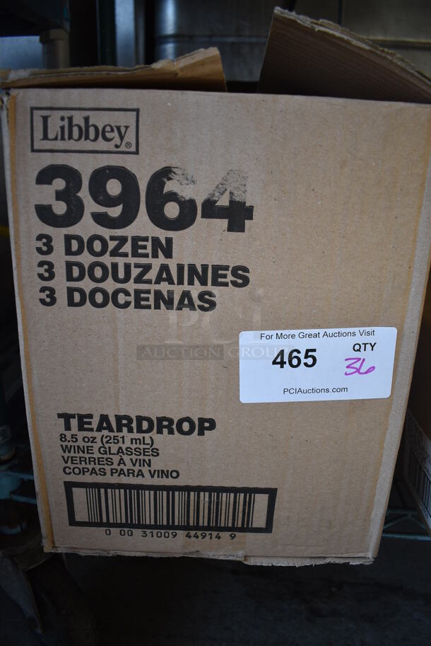 36 BRAND NEW IN BOX! Libbey Teardrop Wine Glasses. 3x3x6. 36 Times Your Bid! - Image 3 of 3