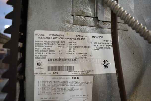 Manitowoc IY1005W-261 Stainless Steel Commercial Ice Head on Manitowoc C730S Commercial Ice Bin. 208-230 Volts, 1 Phase.  - Image 7 of 8