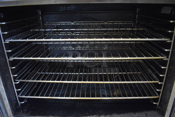 2 Blodgett Stainless Steel Commercial Natural Gas Powered Full Size Convection Ovens w/ View Through Doors, Metal Oven Racks and Thermostatic Controls. 38.5x41x67.5. 2 Times Your Bid! - Image 5 of 6