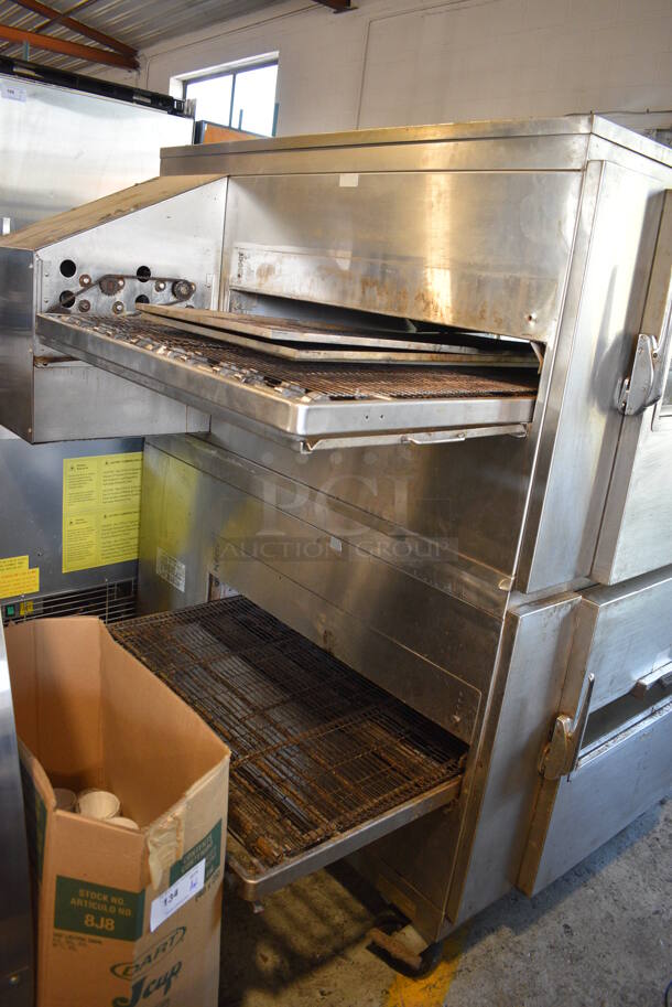 2 Lincoln Impinger Model 1240 Stainless Steel Commercial Natural Gas Powered Conveyor Pizza Oven on Commercial Casters. 120,000 BTU. 78x53x64.5. 2 Times Your Bid! - Image 3 of 9
