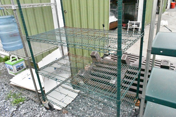 Green Finish 5 Tier Wire Shelving Unit on Commercial Casters. BUYER MUST DISMANTLE. PCI CANNOT DISMANTLE FOR SHIPPING. PLEASE CONSIDER FREIGHT CHARGES. - Image 3 of 4