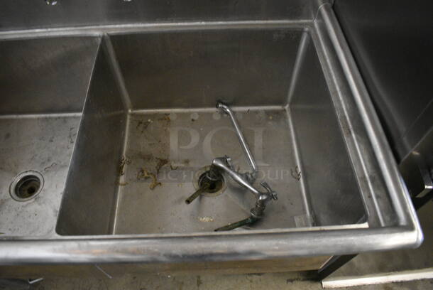 Stainless Steel Commercial 2 Bay Sink. Comes w/ Faucet and Handles. 53x29x46. Bays 24x24x14 - Image 2 of 5
