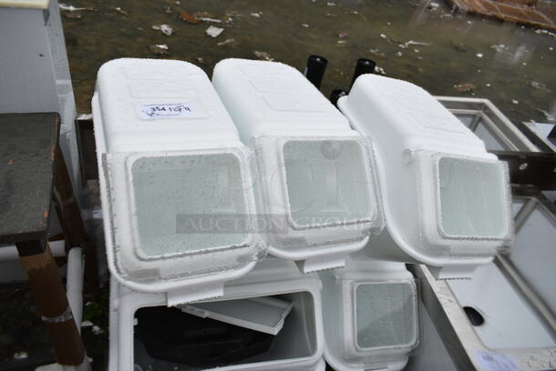 5 BRAND NEW SCRATCH AND DENT! Various White Poly Ingredient Bins. Includes 11x23.5x18, 21.5x24x18. 5 Times Your Bid!  - Image 3 of 11