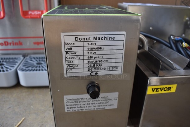BRAND NEW IN BOX! Model T-101 Stainless Steel Commercial Countertop Electric Powered Automatic Donut Making Machine. 110 Volts. Stock Picture Used As Gallery. 39x19x24. - Image 5 of 11
