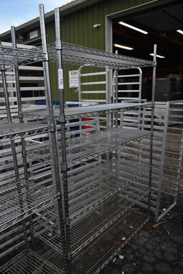 Chrome Finish 6 Tier Wire Shelving Unit. BUYER MUST DISMANTLE. PCI CANNOT DISMANTLE FOR SHIPPING. PLEASE CONSIDER FREIGHT CHARGES. - Image 2 of 2