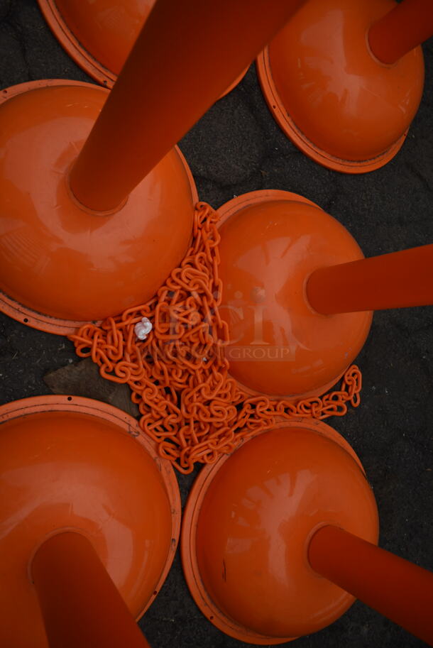 6 Orange Poly Crowd Control Stanchions and Chain. 6 Times Your Bid! - Image 5 of 5