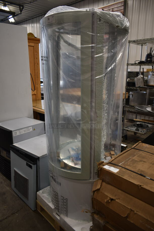 BRAND NEW SCRATCH AND DENT! Avantco 193BCR15HCW Metal Commercial Round Display Case Merchandiser. See Pictures for Broken Glass. 110-120 Volts, 1 Phase. - Image 2 of 5