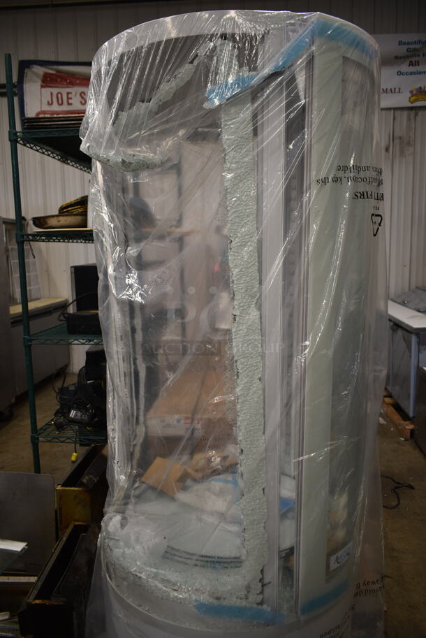 BRAND NEW SCRATCH AND DENT! Avantco 193BCR15HCW Metal Commercial Round Display Case Merchandiser. See Pictures for Broken Glass. 110-120 Volts, 1 Phase. - Image 4 of 5