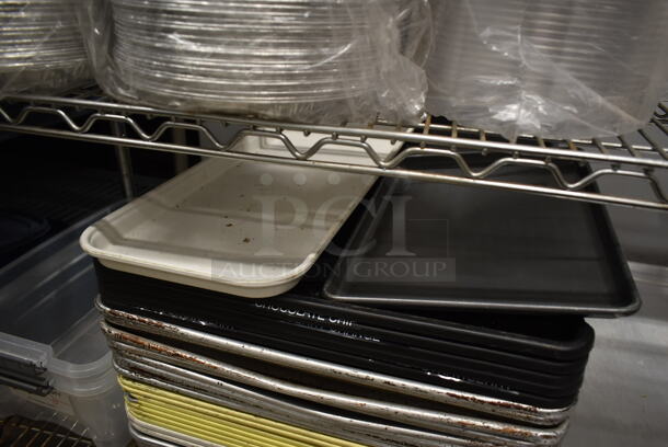 ALL ONE MONEY! Lot of 48 Various Metal Baking Pans and Poly Trays. Includes 18x26x1 - Image 5 of 5