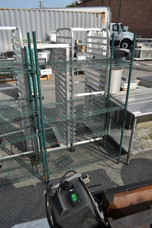 Metro Green Finish 4 Tier Wire Shelving Unit. BUYER MUST DISMANTLE. PCI CANNOT DISMANTLE FOR SHIPPING. PLEASE CONSIDER FREIGHT CHARGES. - Image 2 of 2