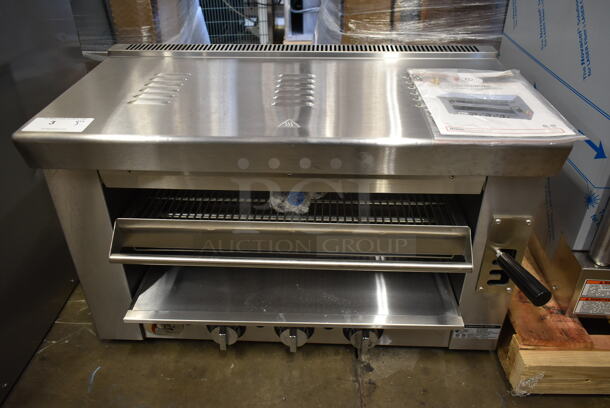 BRAND NEW SCRATCH AND DENT! Cooking Performance Group CPG 351S36SBN Stainless Steel Commercial Natural Gas Powered Cheese Melter. 36,000 BTU. - Image 1 of 11
