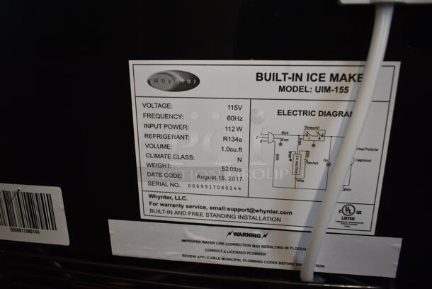 BRAND NEW SCRATCH AND DENT! Whynter UIM-155 15" Built In Ice Maker Machine Stainless Steel 12lb. 115 Volts, 1 Phase. Tested and Working! - Image 6 of 6