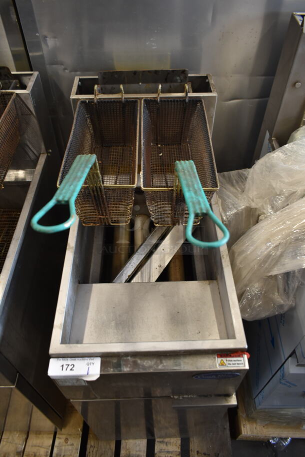 Cook Rite ATFS-40 Stainless Steel Commercial Floor Style Natural Gas Powered Deep Fat Fryer w/ 2 Metal Fry Baskets. 102,000 BTU. - Image 3 of 8