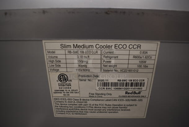 2020 Red Bull RB-SMC 106 ECO CCR Commercial Stainless Steel Slim Medium Cooler. 115V. Tested and Working! - Image 5 of 5