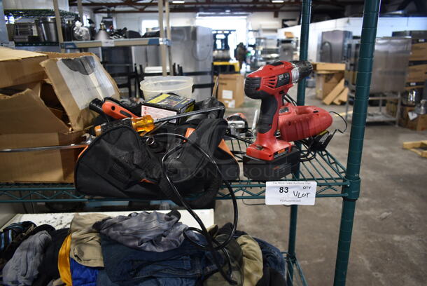 ALL ONE MONEY! Lot of Various Items Including Tool Bag, Skil 4295 Saw, Black & Decker LPS7000 Saw, 3/8" Variable Speed Reversible Drill and Cordless Drill  - Image 1 of 12