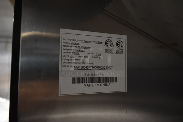 2016 Atosa MBF8004 Stainless Steel Commercial Single Door Reach In Cooler w/ Poly Coated Racks on Commercial Casters. 115 Volts, 1 Phase. Tested and Working! - Image 5 of 5