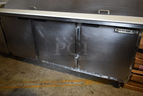 Beverage Air SP72-30M Stainless Steel Commercial Sandwich Salad Prep Table Bain Marie Mega Top on Commercial Casters. 115 Volts, 1 Phase. Tested and Working! - Image 5 of 9