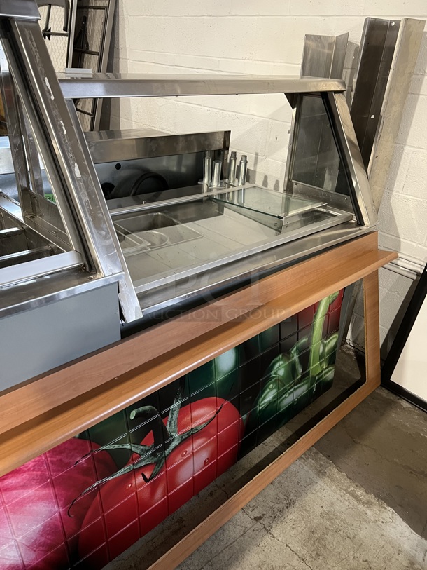 Duke Stainless Steel Commercial Subway Sandwich Make Line Prep Table w/ Lowering Sneeze Guard, In Counter Cup Dispensers and Front Panels. 231x38x58 - Image 5 of 7
