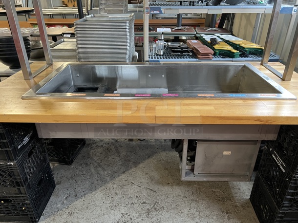 Stainless Steel Commercial Refrigerated Buffet Station Drop In w/ Sneeze Guard and Tabletop Frame. 115 Volts, 1 Phase. 77x36x48. Tested and Working! - Image 2 of 7