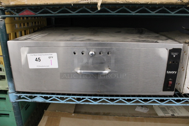 Savory Stainless Steel Commercial Warming Drawer. 22.5x19x8. Tested and Powers On But Does Not Get Warm