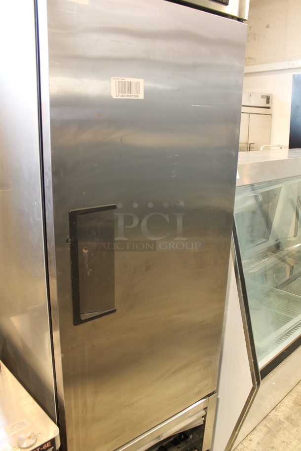 2018 True T-23-HC Stainless Steel Commercial Single Door Reach In Cooler w/ Poly Coated Racks on Commercial Casters. 115 Volts, 1 Phase. Tested and Working!
 - Image 3 of 6