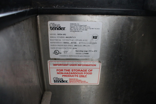 Glastender Model MF24-SF2 Stainless Steel Commercial Back Bar Glass Chiller Cooler w/ Sliding Lid on Commercial Casters. 115 Volts, 1 Phase. 24x24x38. Tested and Working! - Image 6 of 7