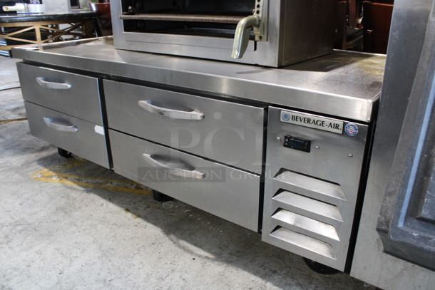 Beverage Air Model WTRCS72-1 Stainless Steel Commercial 4 Drawer Chef Base on Commercial Casters. 115 Volts, 1 Phase. 72x33x27. Tested and Working! - Image 3 of 5