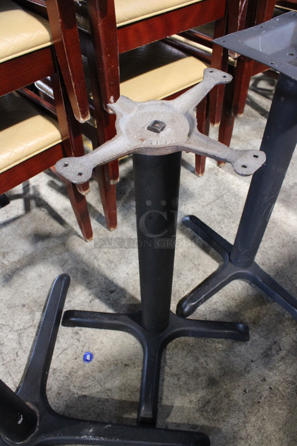 3 Various Black Metal Table Bases. See Pictures For Missing Parts. Includes 21x21x28. 3 Times Your Bid! - Image 3 of 7