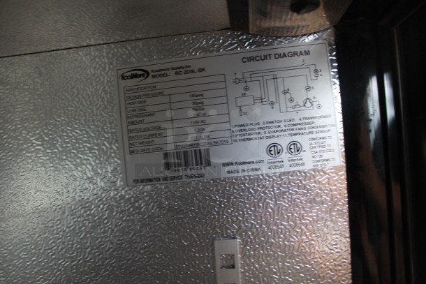 BRAND NEW SCRATCH AND DENT! KoolMore BC-2DSL-BK Metal Commercial 2 Door Cooler Merchandiser. 115 Volts, 1 Phase. Tested and Working! - Image 4 of 5