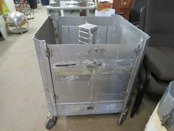 One Crescor Aluminum Plate Holder On Casters. 27X27X32