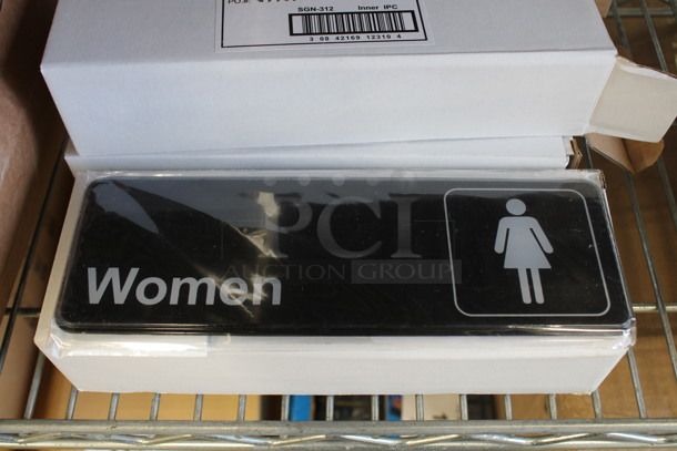 36 BRAND NEW IN BOX! Winco SGN-313 Restroom Signs. 9x3. 36 Times Your Bid!