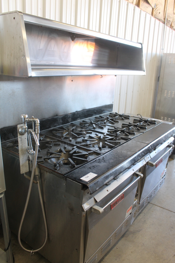 Vulcan H45 Stainless Steel Commercial Natural Gas Powered 10 Burner Range w/ 2 Ovens, Over Shelf and Back Splash. - Image 11 of 11