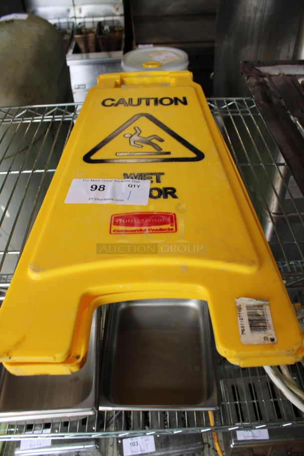 Rubbermaid Yellow Poly Wet Floor Caution Sign. 11x1x25