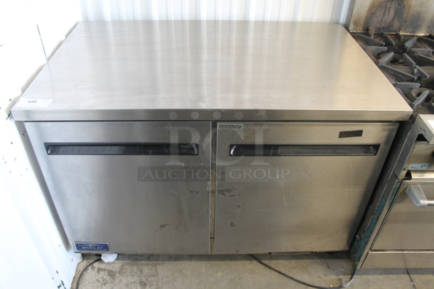 Arctic Air AUC48R Stainless Steel Commercial 2 Door Undercounter Cooler. 115 Volts, 1 Phase. Tested and Powers On But Does Not Get Cold
