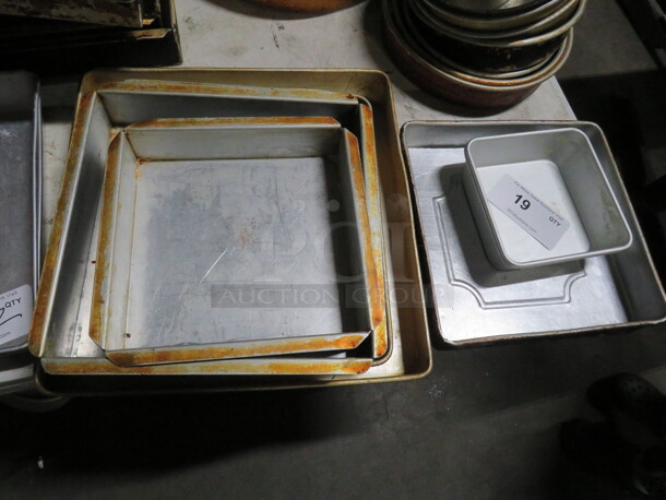One Mega Lot Of Assorted Size Square Cake Pans. - Image 1 of 1