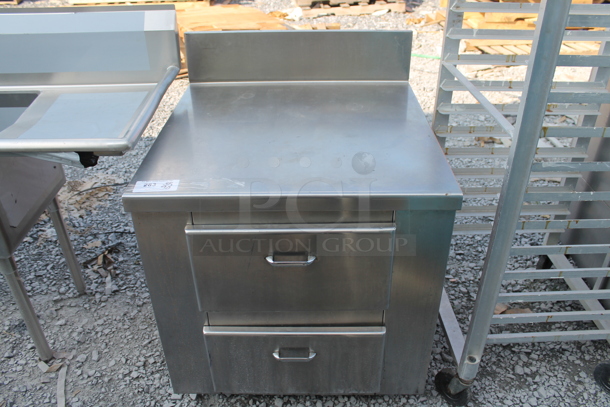 Stainless Steel Commercial Counter w/ 2 Drawers and Back Splash. - Image 1 of 6