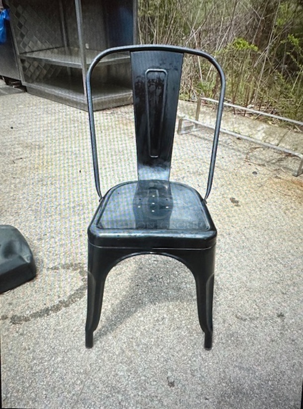 Black Metal Industrial Look Indoor/Outdoor Chair. 2XBID