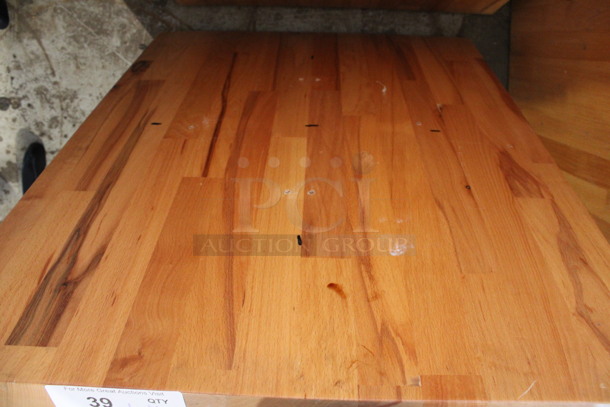 Wooden Butcher Block Tabletop and Black Metal Table Base. Table Is Disassembled. 30x24x30. Tabletop 30x24x2, Base 22x22x28 - Image 3 of 4