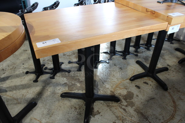 Wooden Butcher Block Tabletop on Black Metal Table Base. Stock Picture - Cosmetic Condition May Vary. 30x24x30 - Image 3 of 5