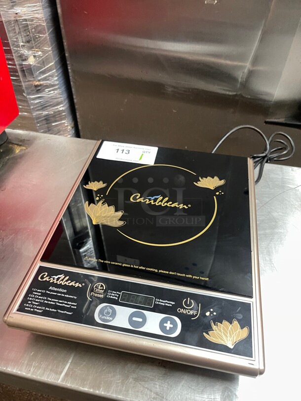 Caribbean CIC180 Countertop Commercial Induction Cooktop w/ (1) 1800 Watts Burner, 208v/1ph NSF Tested and Working! - Image 2 of 7