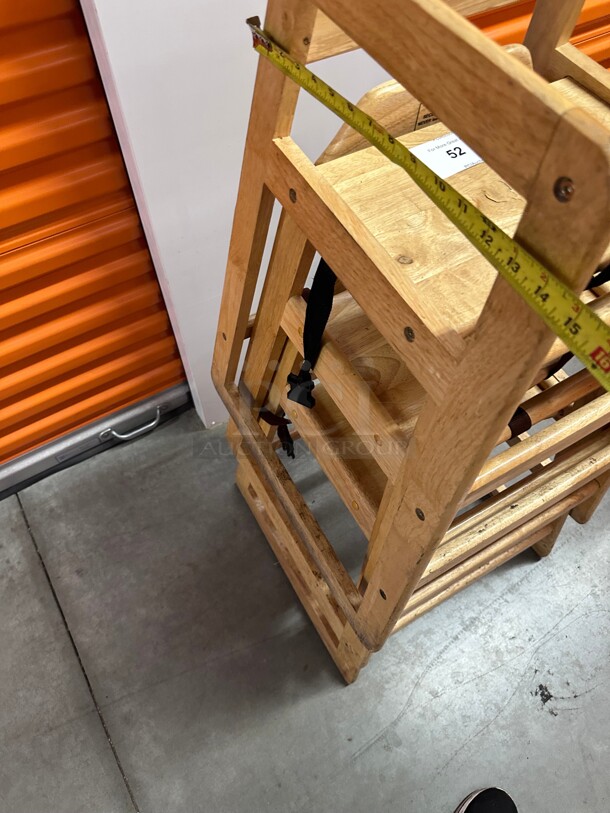 Clean! Winco CHH-104 28 inch Stackable Wood High Chair w/ Waist Strap, Maple - Image 7 of 8