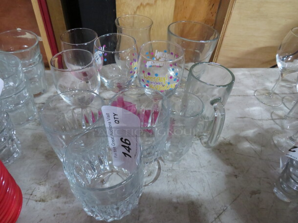 One Lot Of Assorted Glasses.