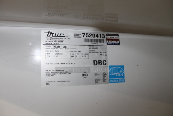 2013 True TG2R-2S ENERGY STAR Stainless Steel Commercial 2 Door Reach In Cooler w/ Poly Coated Racks on Commercial Casters. 115 Volts, 1 Phase. Tested and Working! - Image 3 of 6
