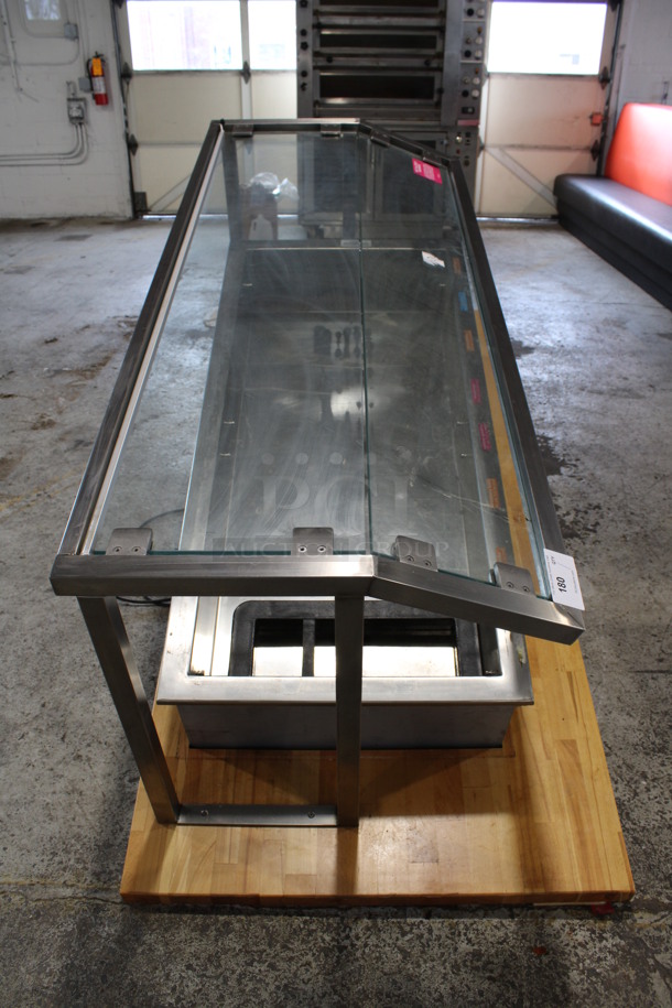 Stainless Steel Commercial Refrigerated Buffet Station Drop In w/ Sneeze Guard and Tabletop Frame. 115 Volts, 1 Phase. 77x36x48. Tested and Working! - Image 4 of 7
