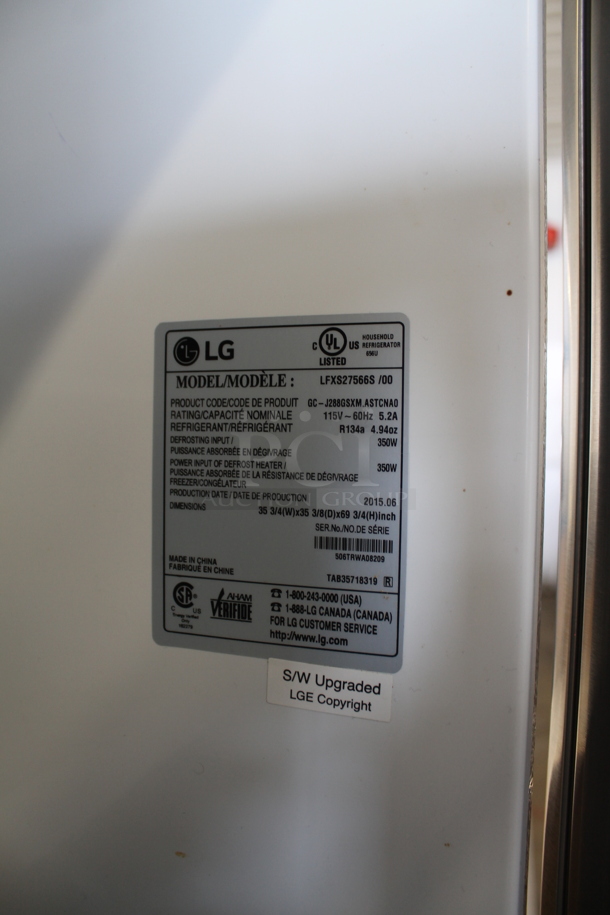 LG LFXS27566S/00 Stainless Steel Cooler Freezer Combo Unit. 115 Volts, 1 Phase. Tested and Powers On But Does Not Get Cold - Image 10 of 12