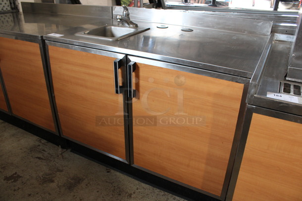Duke Model SUBPS-48-LM Stainless Steel Commercial Counter w/ Sink Basin, Faucet, Handle and 2 Wood Pattern Doors. 48x30x40 - Image 3 of 6